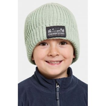 Didriksons caciula copii BUS KDS BEANIE culoarea verde de firma originala