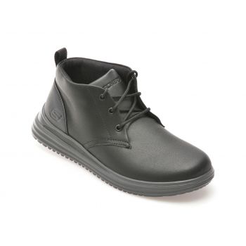 Ghete casual SKECHERS negre, 204670, din piele naturala