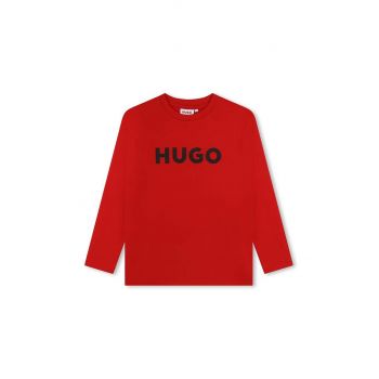 HUGO longsleeve din bumbac pentru copii culoarea rosu, cu imprimeu, G00145