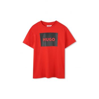 HUGO tricou de bumbac pentru copii culoarea rosu, cu imprimeu, G00144