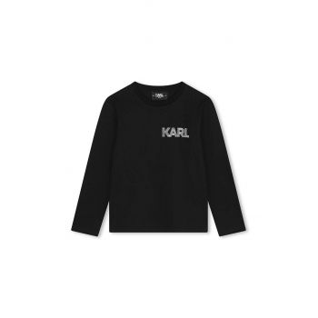 Karl Lagerfeld longsleeve din bumbac pentru copii culoarea negru, cu imprimeu, Z30243