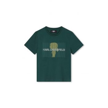 Karl Lagerfeld tricou de bumbac pentru copii culoarea verde, cu imprimeu, Z30239