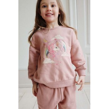 Konges Sløjd bluza copii LOU GLITTER SWEATSHIRT OCS culoarea roz, cu imprimeu, KS101562