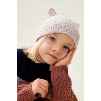 Liewood șapcă de lână pentru copii Miller Beanie With Ears culoarea bej, de lana, LW15090