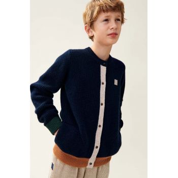 Liewood cardigan de lână pentru copii Tiago Knit Cardigan culoarea albastru marin, LW19166