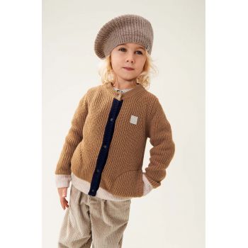 Liewood cardigan de lână pentru copii Tiago Knit Cardigan culoarea maro, LW19166