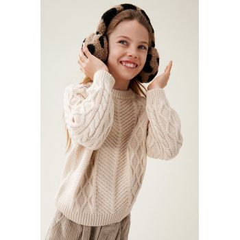 Liewood pulover de lână pentru copii Callio Knit Jumper culoarea bej, LW19165