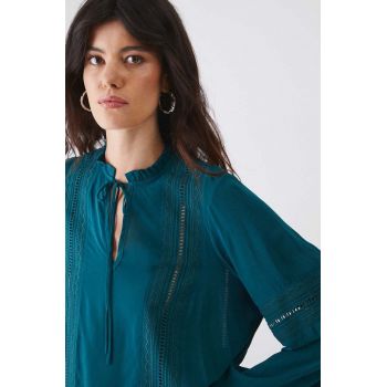 Medicine bluza femei, culoarea verde, neted