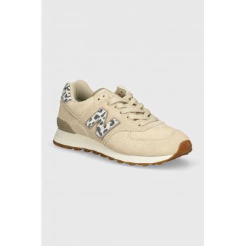 New Balance sneakers din piele intoarsă 574 culoarea bej, WL574IH2