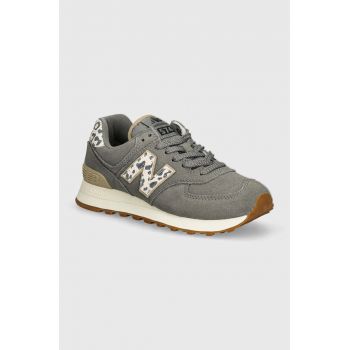 New Balance sneakers din piele intoarsă 574 culoarea gri, WL574IJ2