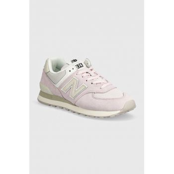 New Balance sneakers din piele intoarsă 574 culoarea roz, WL574DL2