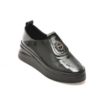 Pantofi casual GRYXX negri, 1066015, din piele naturala lacuita