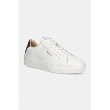 Pepe Jeans sneakers din piele PLS00030 culoarea alb, CAMDEN CURVE W