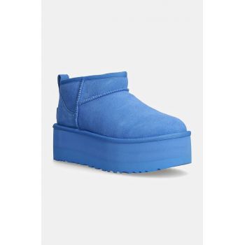 UGG cizme de zapada din piele intoarsa Classic Ultra Mini Platform 1135092-BGSK