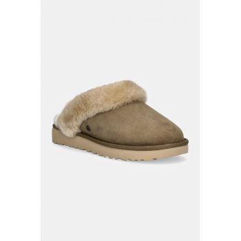 UGG papuci din piele intoarsa Classic Slipper II culoarea bej, 1130876-ALP