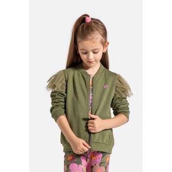 Coccodrillo bluza copii culoarea verde, cu imprimeu, MYSTIC NATURE GIRL KIDS