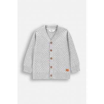 Coccodrillo cardigan din bumbac pentru bebeluși culoarea gri, MY WAY BOY NEWBORN