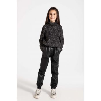 Coccodrillo pantaloni copii culoarea negru, neted, CARTOONS GIRL JUNIOR