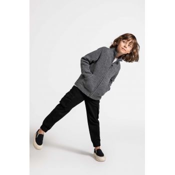 Coccodrillo pantaloni de trening din bumbac pentru copii culoarea negru, neted, WORLD OF PIXEL BOY KIDS