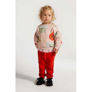 Coccodrillo pantaloni de trening din bumbac pentru copii culoarea rosu, neted, CUTE GIRL NEWBORN