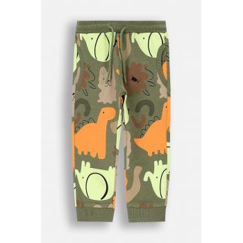 Coccodrillo pantaloni de trening din bumbac pentru copii culoarea verde, modelator, SMILE BOY NEWBORN