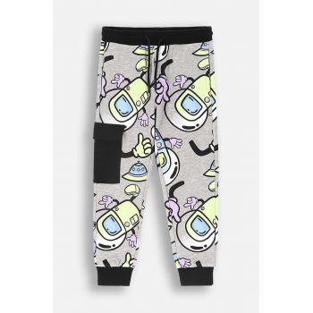 Coccodrillo pantaloni de trening pentru copii culoarea gri, modelator, WORLD OF PIXEL BOY KIDS