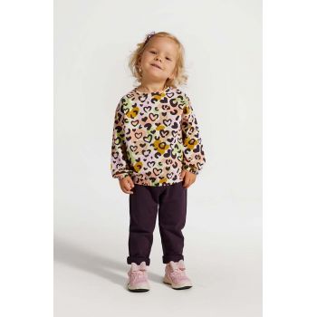 Coccodrillo pantaloni de trening pentru copii culoarea violet, neted, PASTELOVE GIRL NEWBORN