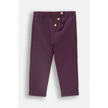 Coccodrillo pantaloni de trening pentru copii culoarea violet, neted, PASTELOVE GIRL NEWBORN