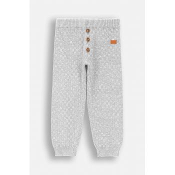 Coccodrillo pantaloni din bumbac pentru bebeluși culoarea gri, neted, MY WAY BOY NEWBORN