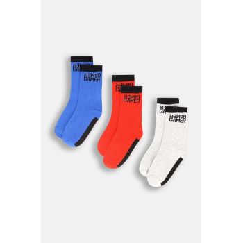 Coccodrillo sosete copii 3-pack culoarea gri, BASIC SOCKS