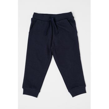 Pantaloni sport de bumbac cu snur in talie