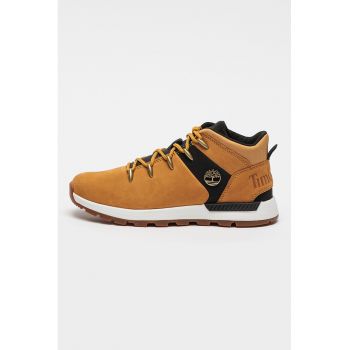 Pantofi de piele nabuc cu logo - pentru trekking