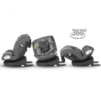 Scaun auto cu Isofix Coccolle Nyota iSize, 4 pozitii inclinare, Rotire 360 cu o singura mana, Tetiera reglabila, Husa detasabila, Sistem antibasculare Top Tether, Pozitie somn, Sarcina maxima 36 kg, 40-150 cm, 0-12 ani, Omologat R129, Diamond black