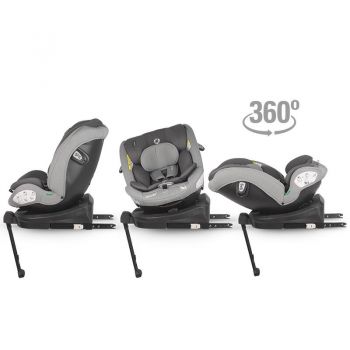 Scaun auto rotativ cu Isofix Coccolle Sidra iSize Premium Line, 4 pozitii de inclinare, Tetiera reglabila, Pozitie somn, Husa detasabila, Sistem antibasculare, Picior de fixare, Sarcina maxima 36 kg, 40-150 cm, 0-12 ani, Omologat R129, Moonlit Grey