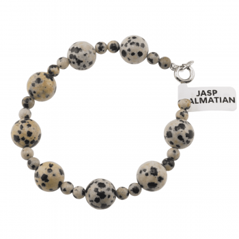 Bratara jasp dalmatian sfere 4-10mm ieftina