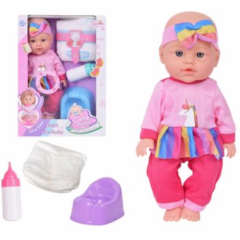 Papusa Cute baby girl roz cu 5 accesorii vorbeste in limba romana de firma originala