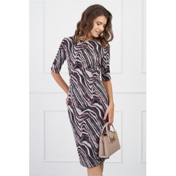 Rochie DY Fashion gri cu imprimeu zebra mov