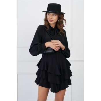 Rochie DY Fashion neagra scurta cu volane la baza