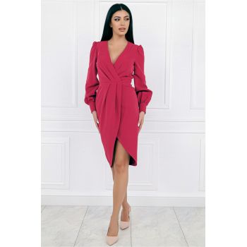 Rochie fucsia petrecuta cu pliuri