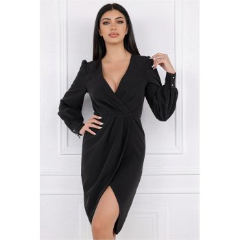 Rochie MBG neagra petrecuta cu pliuri