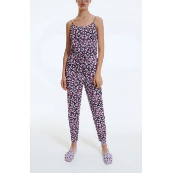 Salopeta lunga, cu bretele subtiri, imprimeu floral si decolteu, multicolor, dama, Reserved