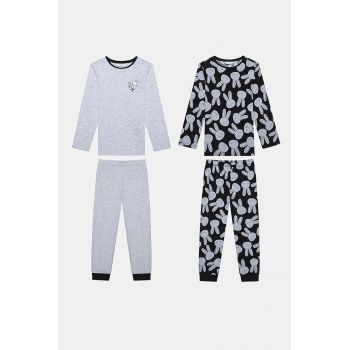 Set de pijamale cu model cu iepuri - 2 perechi