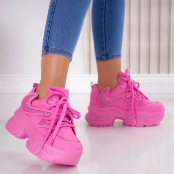 Sneakers dama cu platforma Roz din Piele Ecologica Nisya