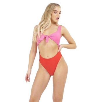 Costum de baie intreg, sutien cu funda, roz, dama, Brave Soul