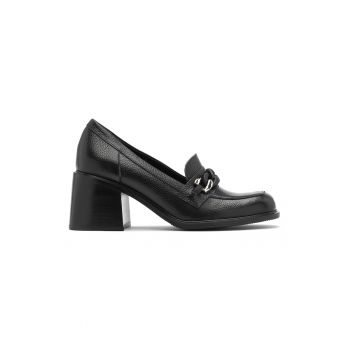 Pantofi loafer de piele cu toc masiv