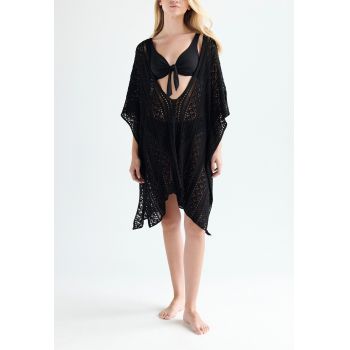 Rochie de plaja, Cover-up, model broderie, negru, dama, Reserved