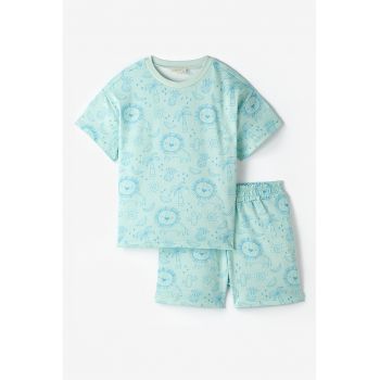 Set de tricou si pantaloni scurti din bumbac cu model - 2 piese