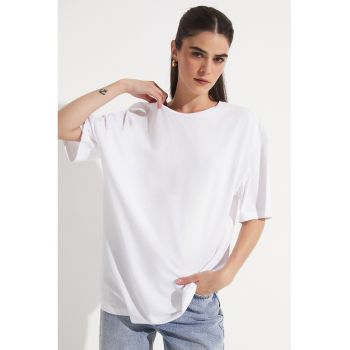 Tricou de bumbac cu maneci cazute