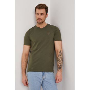 Aeronautica Militare Tricou bărbați, culoarea verde, material neted