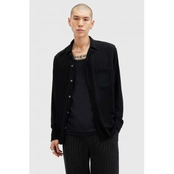 AllSaints camasa din amestec de in CUDI LS SHIRT culoarea negru, relaxed, M074SB